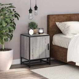 Berkfield Home Bedside Cabinet Grey Sonoma 40x31x50 cm Engineered Wood & Metal - Size: 40 x 31 x 50 cm - thumbnail 3