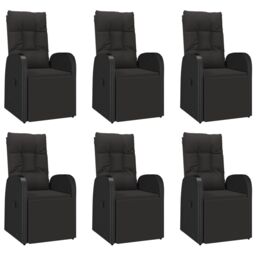 Berkfield Home 7 Piece Garden Dining Set Black Poly Rattan&Solid Wood Acacia - thumbnail 4