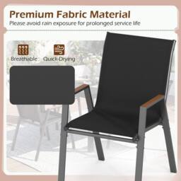 Gymax 4 Pack Outdoor Dining Chairs Stackable Chairs for Backyard Poolside in Black - thumbnail 5