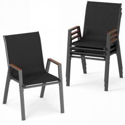 Gymax 4 Pack Outdoor Dining Chairs Stackable Chairs for Backyard Poolside in Black