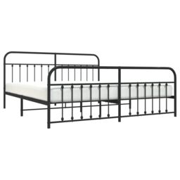 Berkfield Home Metal Bed Frame with Headboard & Footboard Black 193x203 cm - thumbnail 3