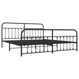 Berkfield Home Metal Bed Frame with Headboard & Footboard Black 193x203 cm - thumbnail 5