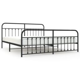 Berkfield Home Metal Bed Frame with Headboard & Footboard Black 193x203 cm - thumbnail 2