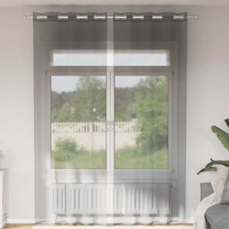 Berkfield Home Voile Curtains with Grommets 2 pcs Dark Grey 140x300 cm - thumbnail 1