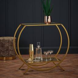 Lemon Pavilion Furniture Zenor Console Unit - Metal - L40 x W90 x H80 cm - Gold - Size: 1 Pack - thumbnail 2
