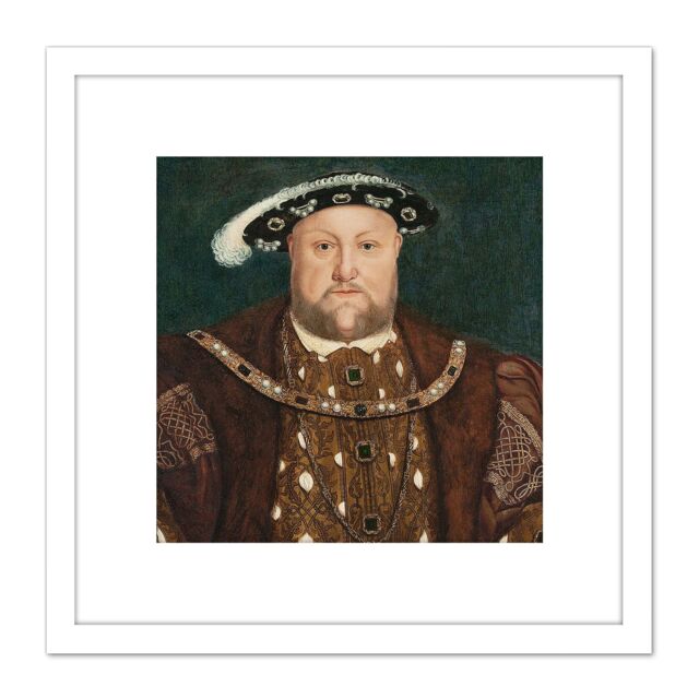 Artery8 After Hans Holbein The Younger King Henry VIII 8X8 Inch Square Wooden Framed Wall Art Print Picture with Mount in White - image 1