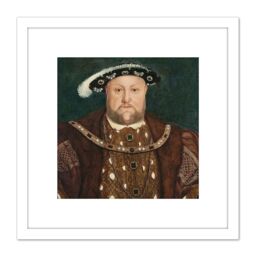 Artery8 After Hans Holbein The Younger King Henry VIII 8X8 Inch Square Wooden Framed Wall Art Print Picture with Mount in White - thumbnail 1