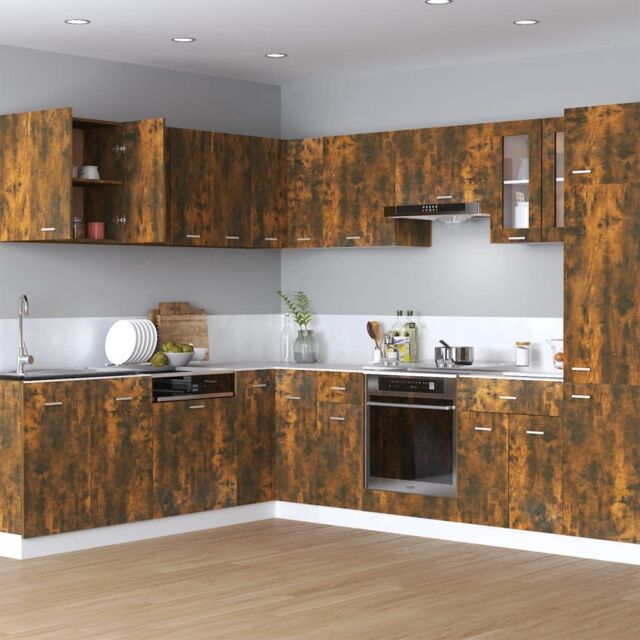Berkfield Home Hanging Cabinet Smoked Oak Engineered Wood in Brown - image 1