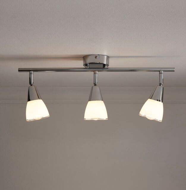 K LIVING Dione 3 Light Chrome Ceiling Fitting on a Single bar with Adjustable heads in Silver - image 1