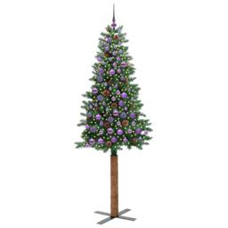 Berkfield Home Elegant Slim Christmas Tree Green 210 cm PVC & Solid Pine wood - thumbnail 1
