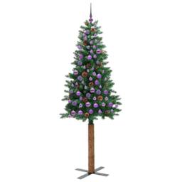 Berkfield Home Elegant Slim Christmas Tree Green 210 cm PVC & Solid Pine wood - thumbnail 4