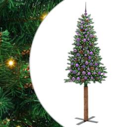 Berkfield Home Elegant Slim Christmas Tree Green 210 cm PVC & Solid Pine wood - thumbnail 3