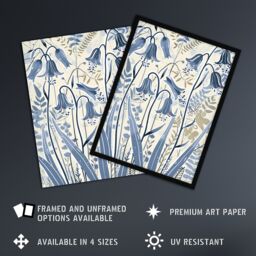 Artery8 Spring Bluebells Bright Flower Painting Botanical Framed Art Print in Blue - Size: A4 - thumbnail 2