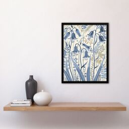 Artery8 Spring Bluebells Bright Flower Painting Botanical Framed Art Print in Blue - Size: A4 - thumbnail 4