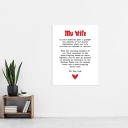 "Artery8 Love Poem Horror Fan Wife Romantic Poetry Fun Wall Art Print in White - Size: W12"" x H16""" - thumbnail 4