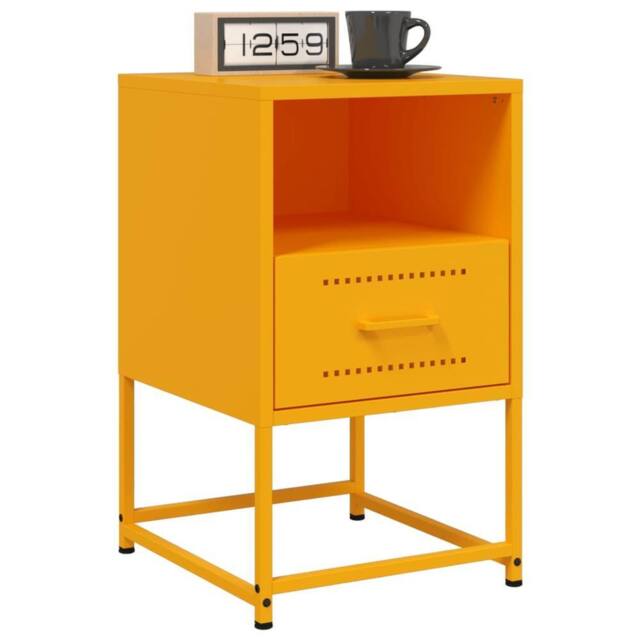 Berkfield Home Durable Bedside Cabinets 2 pcs Mustard Yellow 36x39x60.5 cm Steel - image 1
