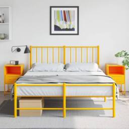 Berkfield Home Durable Bedside Cabinets 2 pcs Mustard Yellow 36x39x60.5 cm Steel - thumbnail 2