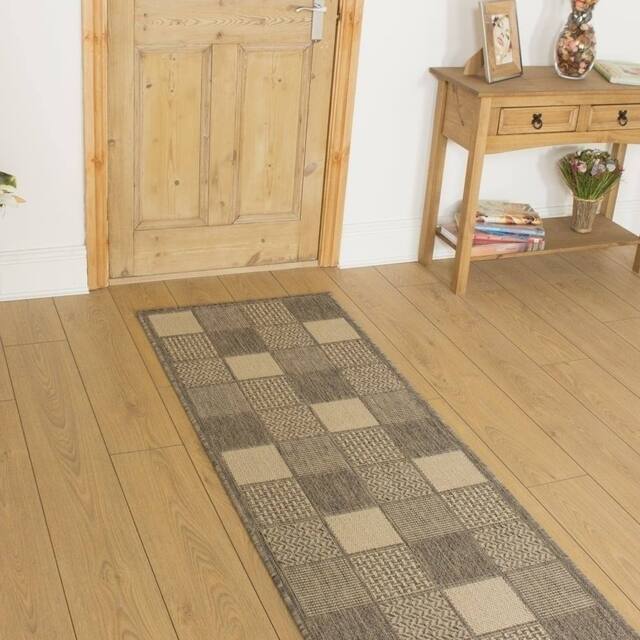 runrug Hallway Carpet Runner Rug - Hardwearing & Durable, 7mm - 'Patch' in Brown - Size: 80 cm x 240 cm - image 1