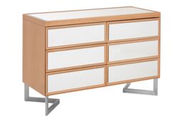 Orsina 6 Drawer Chest With Pine Frame, Mirrored Finish Storage Unit For Bedroom, Contemporary 6 Compartment Chest in Silver - thumbnail 2