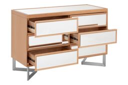 Orsina 6 Drawer Chest With Pine Frame, Mirrored Finish Storage Unit For Bedroom, Contemporary 6 Compartment Chest in Silver - thumbnail 6