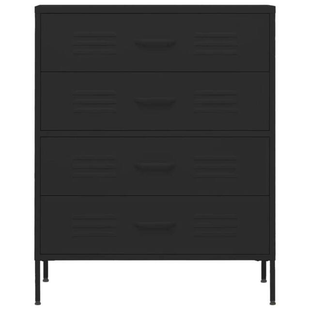 Berkfield Home Durable Chest of Drawers Black 80x35x101.5 cm Steel - image 1