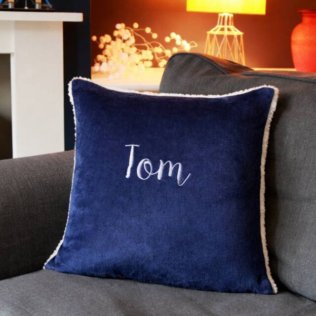 Duncan Stewart Personalised Sherpa Style Cushion in Navy - Size: 45 cm x 45 cm - image 1