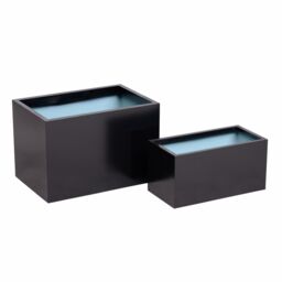 Primrose Black Zinc Galvanised Box Trough Planter with Drainage Holes 75cm - thumbnail 3