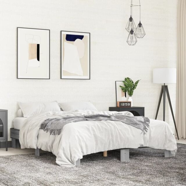 Berkfield Home Bed Frame without Mattress Grey Sonoma 150x200 cm King Size - image 1