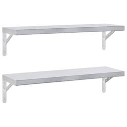 Berkfield Home Wall Shelves 2 pcs 75x23.5 cm Silver Stainless Steel - thumbnail 2