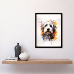 "Artery8 Wall Art Print Old English Sheep Dog Lovers Gift Watercolour Pet Portrait Painting Artwork Art Framed - Size: W12"" x H16""" - thumbnail 4