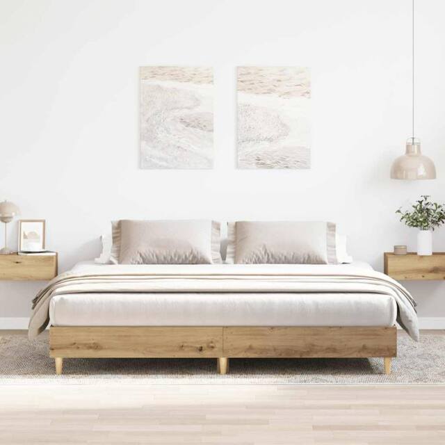 Berkfield Home Bed Frame without Mattress Artisan Oak 160x200cm Engineered Wood in Brown - Size: 160x200 cm - image 1