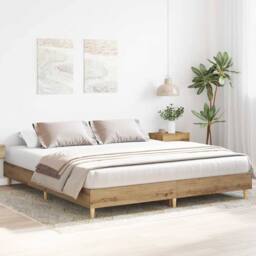 Berkfield Home Bed Frame without Mattress Artisan Oak 160x200cm Engineered Wood in Brown - Size: 160x200 cm - thumbnail 3