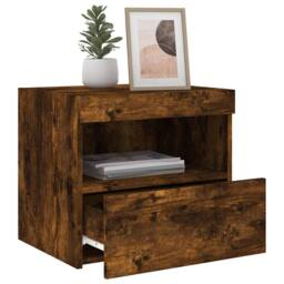Berkfield Home Bedside Cabinets with LED Lights 2 pcs Smoked Oak 50x40x45 cm in Brown - Size: 50 x 40 x 45 cm - thumbnail 5
