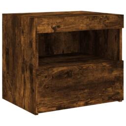 Berkfield Home Bedside Cabinets with LED Lights 2 pcs Smoked Oak 50x40x45 cm in Brown - Size: 50 x 40 x 45 cm - thumbnail 7