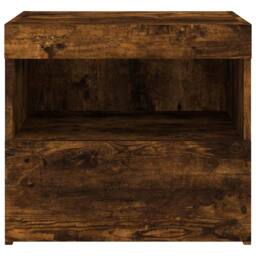 Berkfield Home Bedside Cabinets with LED Lights 2 pcs Smoked Oak 50x40x45 cm in Brown - Size: 50 x 40 x 45 cm - thumbnail 9