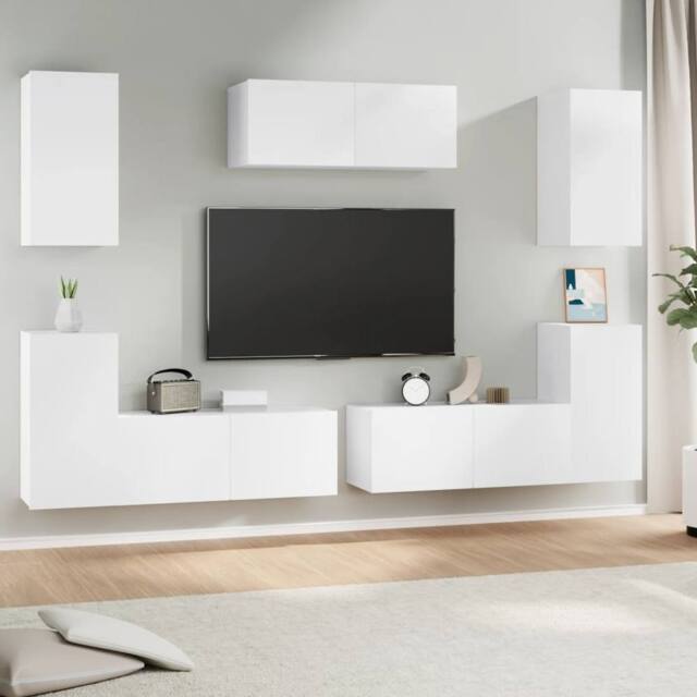 Berkfield Home 7 Piece TV Cabinet Set White Engineered Wood - image 1