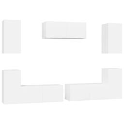 Berkfield Home 7 Piece TV Cabinet Set White Engineered Wood - thumbnail 2