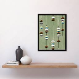Artery8 Vintage Textile Pattern Japanese Framed Wall Art Print Furuya Korin in Green - Size: A4 - thumbnail 4