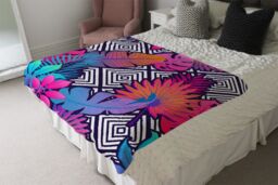 Benjamin Tate Design Tropical Geometric Blanket in Natural - Size: 120 cm x 150 cm - thumbnail 3