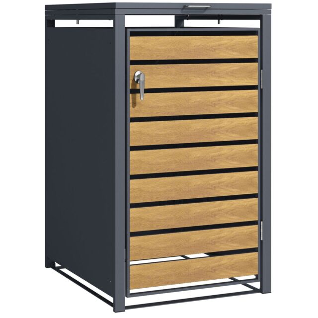 Phoenix Safe Company Single Wheelie Bin Store, GB1168AWK, Oakwood & Anthracite, 80D x 68W x 116H CM in Light Oak - image 1