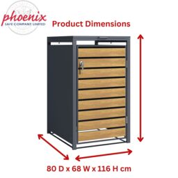 Phoenix Safe Company Single Wheelie Bin Store, GB1168AWK, Oakwood & Anthracite, 80D x 68W x 116H CM in Light Oak - thumbnail 3