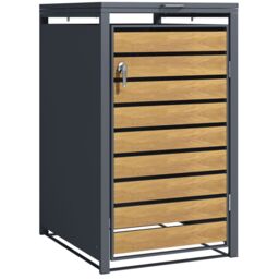 Phoenix Safe Company Single Wheelie Bin Store, GB1168AWK, Oakwood & Anthracite, 80D x 68W x 116H CM in Light Oak - thumbnail 1
