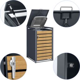 Phoenix Safe Company Single Wheelie Bin Store, GB1168AWK, Oakwood & Anthracite, 80D x 68W x 116H CM in Light Oak - thumbnail 2