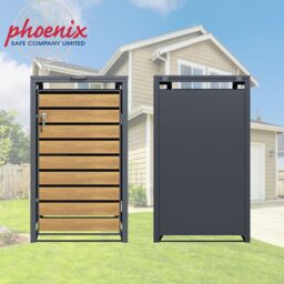 Phoenix Safe Company Single Wheelie Bin Store, GB1168AWK, Oakwood & Anthracite, 80D x 68W x 116H CM in Light Oak - thumbnail 4