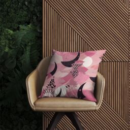 Warren Reed - Designer Abstract Pink Moon Pattern Outdoor Cushion - Size: 60 cm x 60 cm - thumbnail 2