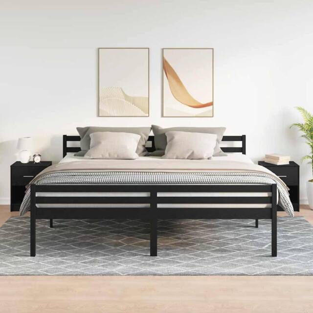 Berkfield Home Durable Bedside Cabinets 2 pcs with Drawer Black 40x34x50 cm - Size: 40 x 34 x 50 cm - image 1
