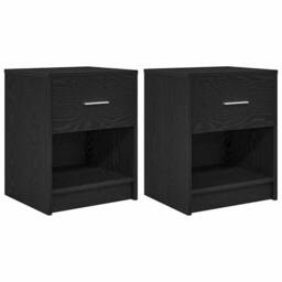 Berkfield Home Durable Bedside Cabinets 2 pcs with Drawer Black 40x34x50 cm - Size: 40 x 34 x 50 cm - thumbnail 3