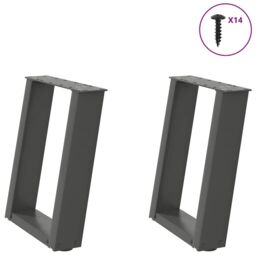 Berkfield Home Coffee Table Legs U-Shaped 2 pcs Anthracite 38x(42-43) cm Steel in Black - thumbnail 1