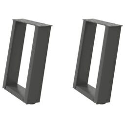 Berkfield Home Coffee Table Legs U-Shaped 2 pcs Anthracite 38x(42-43) cm Steel in Black - thumbnail 2