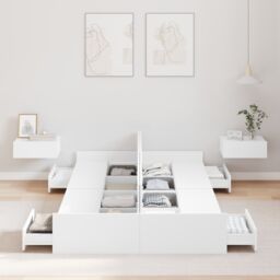 Berkfield Home Storage Bed Frame White 120 x 190 cm Melamine-coated wood - thumbnail 4